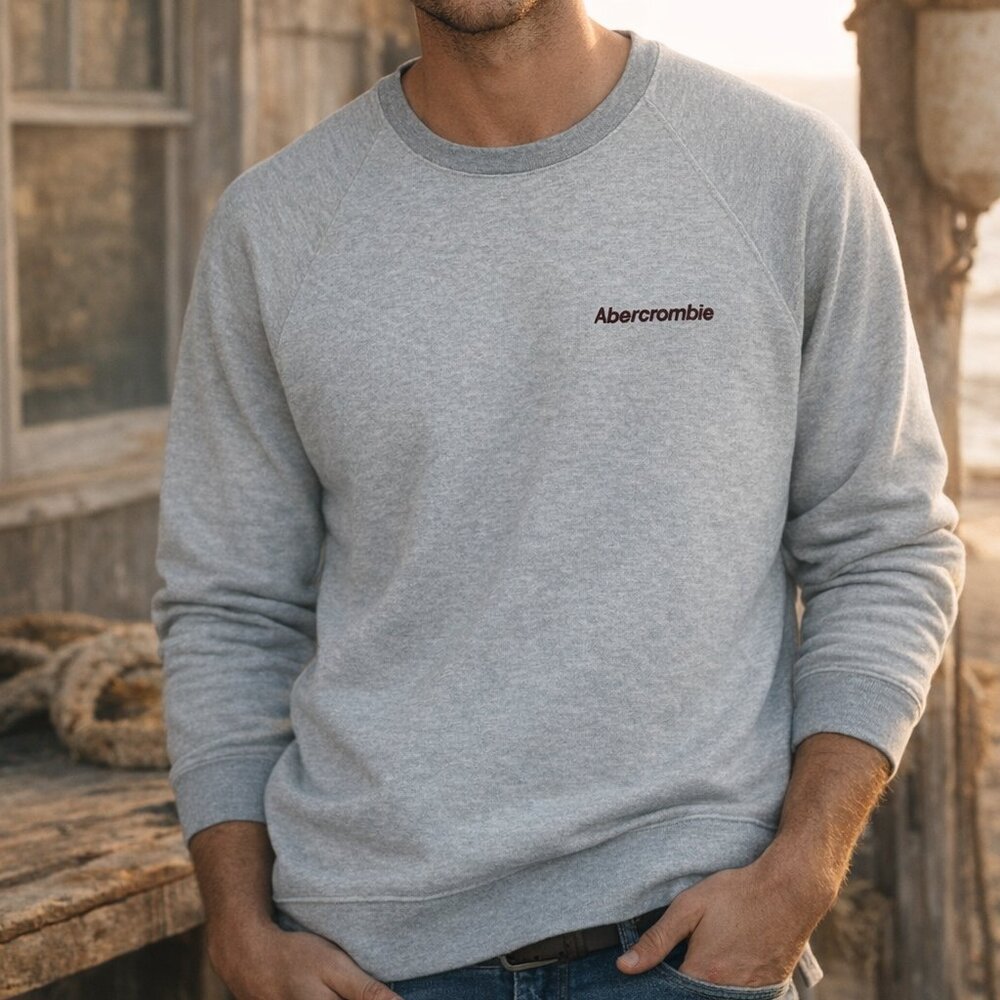 Vintage Abercrombie & Fitch Crewneck Sweatshirt Men’s XL Gray Spellout Y2K‎ Logo